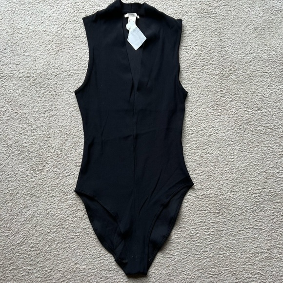 H&M TREND Black STRETCH BANDAGE BODYSUIT TOP  Tank Top Blouse Tee Sleeveless 6 - Picture 1 of 11